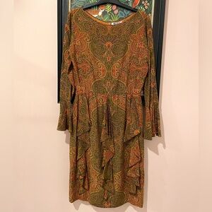 Vintage Bill Blass silk paisley print dress 8